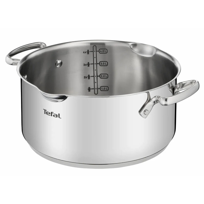 Tefal Кастрюля DUETTO+, 5л, с крышкой, нержавеющая сталь, стекло