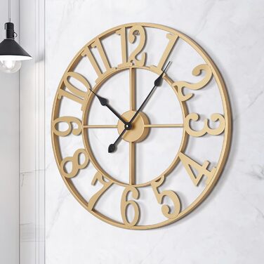 Великі круглі металеві безшумні настінні часи у вінтажному стилі 80 см HAITANG