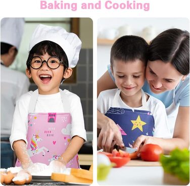 Набір дитячих фартухів 2 шт 45 х 52 см темно-синій рожевий HOTUT