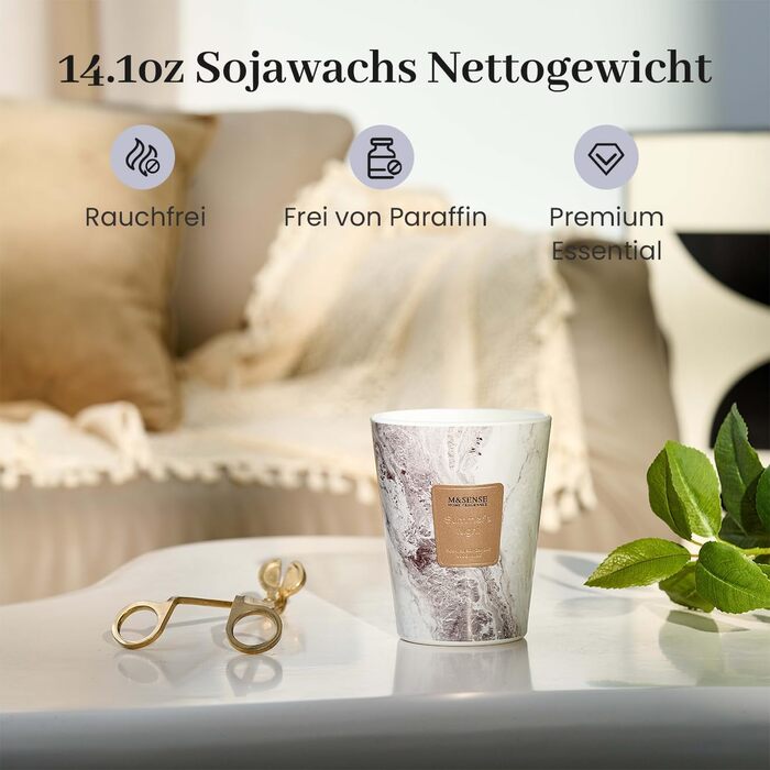Ароматизована свічка M&SENSE велика Чорні ароматизовані свічки у склянці Ароматизована свічка з натурального соєвого воску Розслаблююча ароматерапія Подарунок для жінок та чоловіків, Різдво Час горіння 75 годин та 2 ґноти (літня ніч, 400 г)
