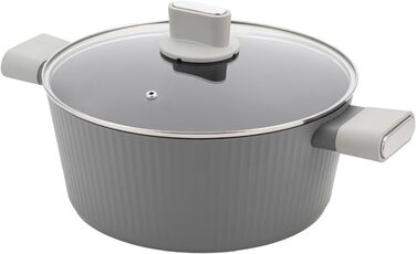 Алюмінієва каструля FLORINA 16 см 1,6 л Підходить для індукції Керамічне покриття, стійке до подряпин М&39яка ручка під дерево Термостійка Для всіх варильних поверхонь Легко миється (SERRANO, 6,1 л - 28 см)