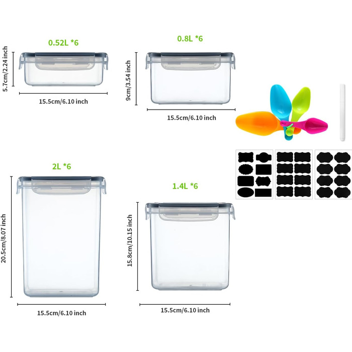 Контейнери для зберігання продуктів Hibisaws, 12 предметів, з кришками, контейнери для заморожування, харчові коробки, без BPA та 100 герметичні, прозорі, 6 x 1 л та 6 x 0,5 л, коробки для приготування їжі, набір Tupperware (24H1)