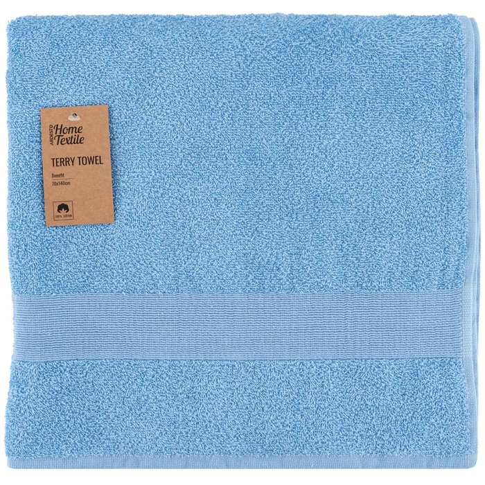 Рушник махровий Ardesto Benefit, 70х140см, 100% бавовна, блакитний
