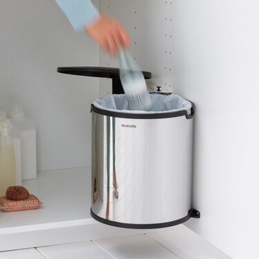 Вбудований сміттєвий бак 15 л глянсовий сталевий Built in Bin Brabantia
