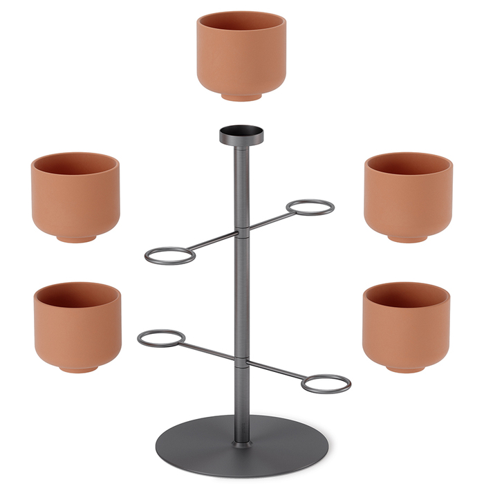 Підставка для квітів з 5 горщиками Terrapotta Titanium Umbra