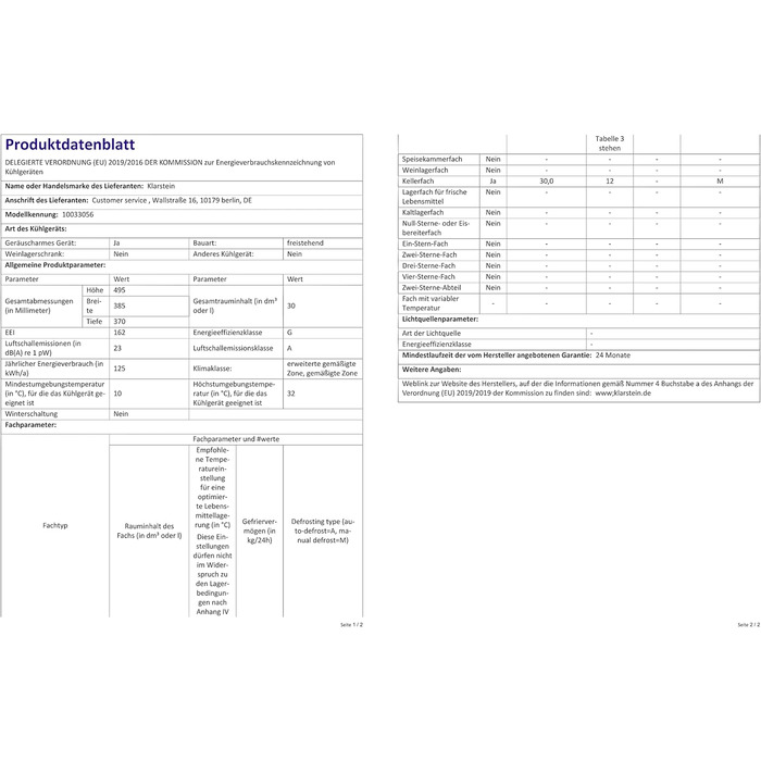 Міні-холодильник 30 л білий Klarstein