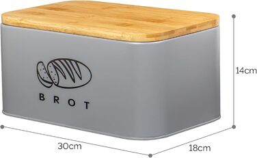 Хлібниця з кришкою 30 х 18 х 14 см сірий Theo&Cleo