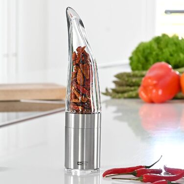 С начинкой из перца чили Резак чили с оригинальным режущим блоком Резак для специй в элегантной подарочной упаковке Матовая нержавеющая сталь (кофемолка для чили двойная кофемолка)