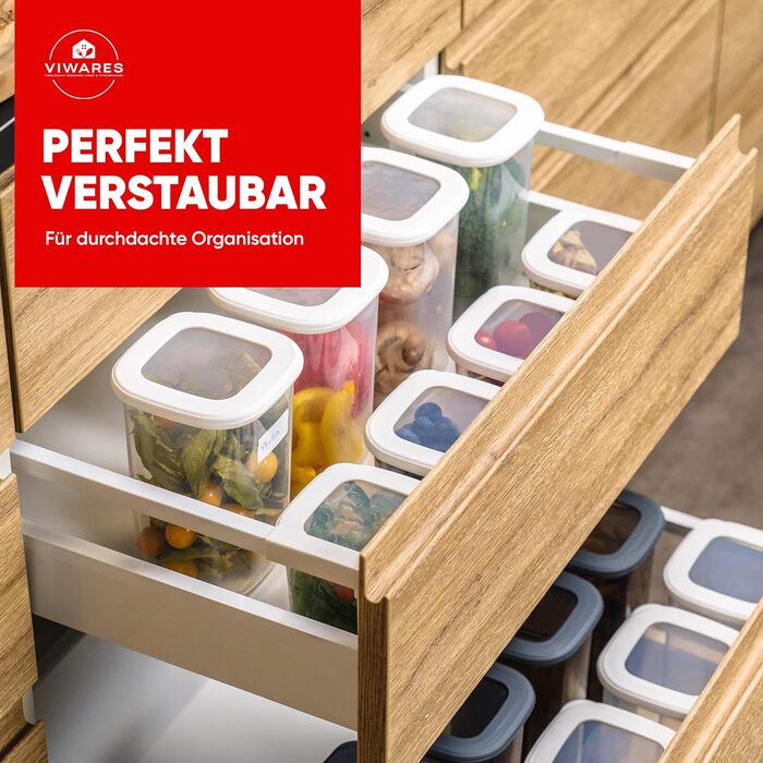 Банки для хранения с герметичными крышками Набор из 24 контейнеров для хранения БЕЗ БИСФЕНОЛА А Для мюсли, хранения муки и сахара Практичный кухонный ящик для хранения всех продуктов (белый / набор из 6 шт. 0,550 мл)