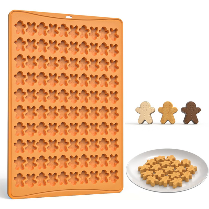 Силіконова форма для Різдва, 76 отворів, міні-ялинка та імбирне печиво, цукерки, шоколад, міні-гумова форма для випічки, печиво, пудинг, желе, ласощі для собак (імбирний чоловічок)