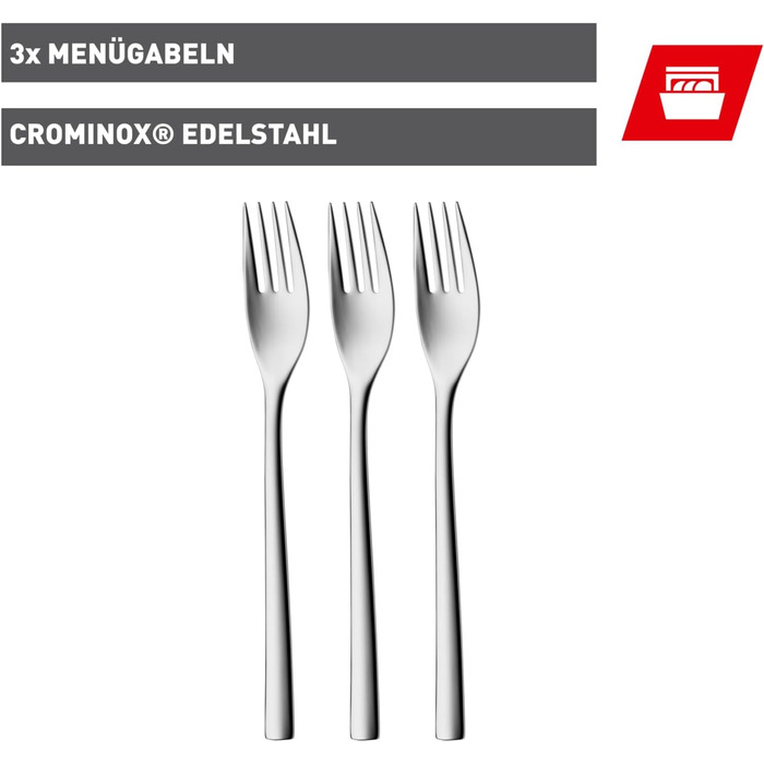 Набір виделок Silit Trend Menu, 21 см, 3 шт., полірована нержавіюча сталь, стійка до корозії, довговічна, стійка до подряпин, можна мити в посудомийній машині