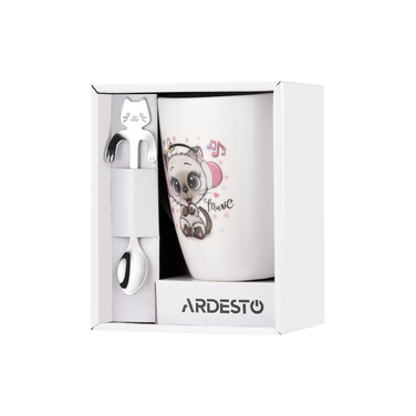 ARDESTO Music Spoon Cup, 320 мл, фарфор, нержавеющая сталь, белый