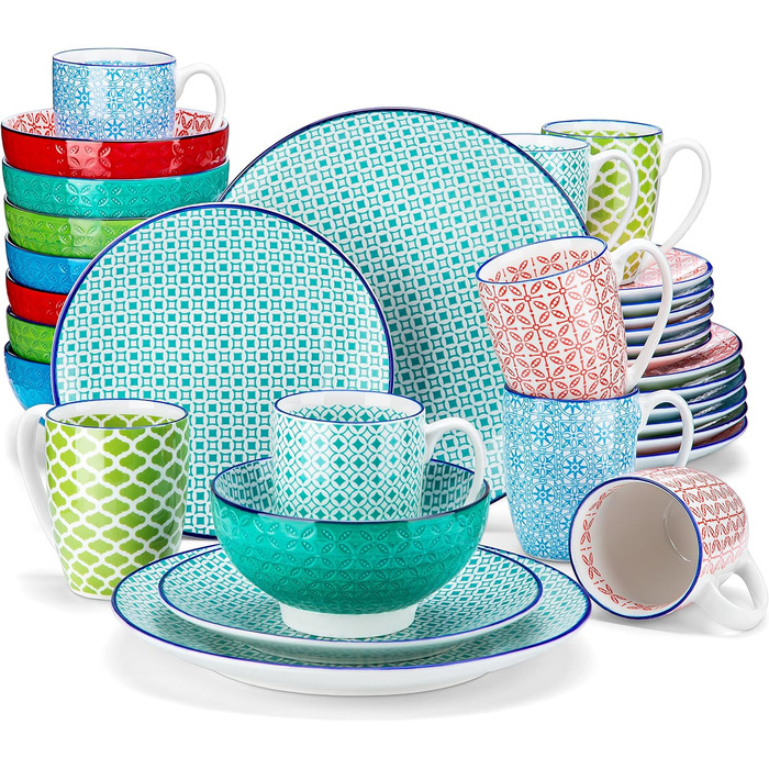 Фарфоровый набор посуды 32 предмета, разноцветный vancasso