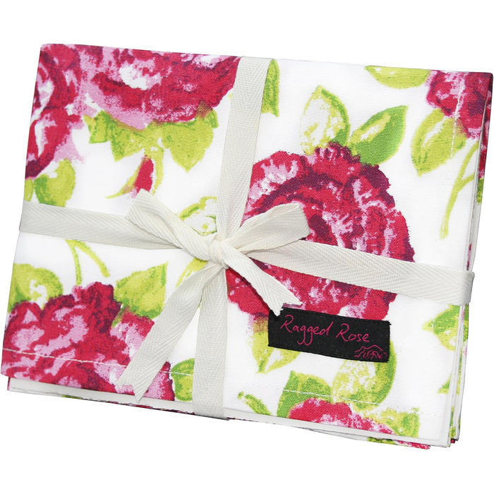 Різдвяні кухонні рушники Ragged Rose, бавовна (70x50x1 см, білі з рожевим)