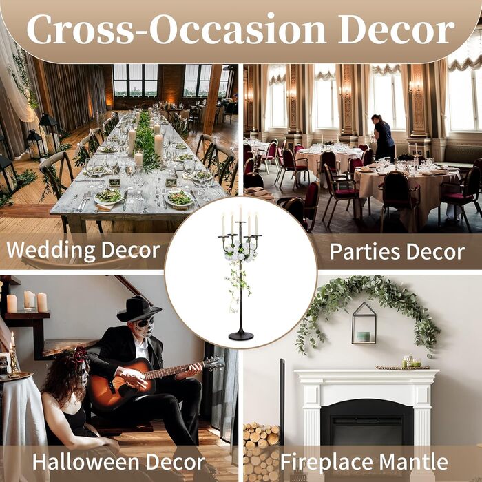 Свічник чорний, 5-рамний, висотою 122 см, чорний Sziqiqi