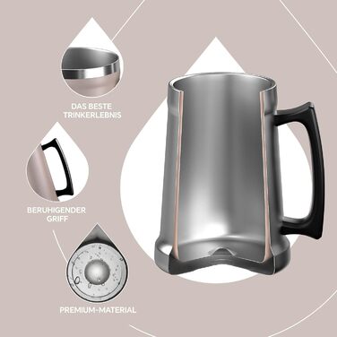 Термокухоль для пива 1 л темно-рожевий Ideus