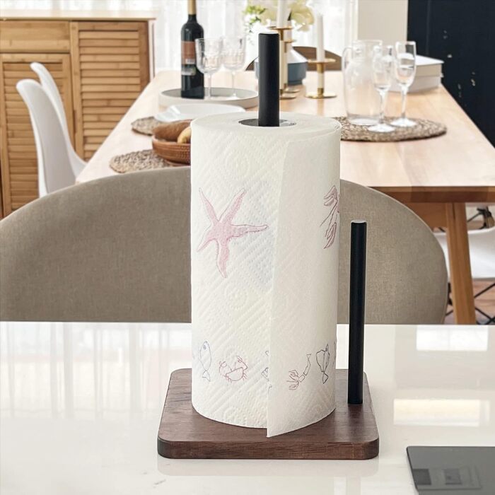 Тримач для кухонного рулону з квадратною основою з натурального дерева, Vialex