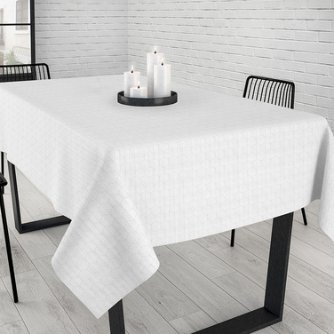 Скатертина Aitana textil Janco Blanco, жакард люрекс, 160 х 300 cм