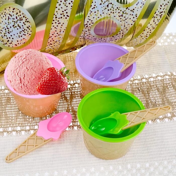 Набір паперові стаканчики для морозива з ложками 50 шт. 125 мл Bakiauli