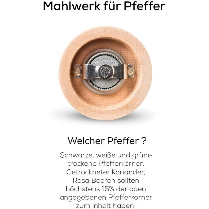 Ручний млин для перцю Peugeot Madras, регулювання помелу u'Select, висота 21 см, оливкова деревина, 36164 Млин для перцю 21 см Оливкове дерево