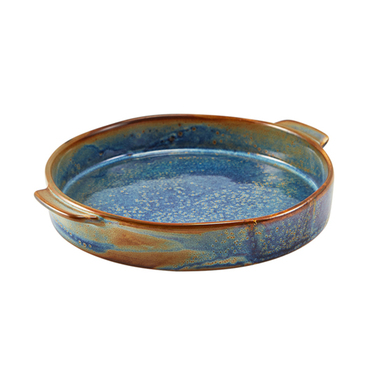 Блюдо для запекания 20.3 см с ручками, Terra Porcelain Aqua Blue, GenWare