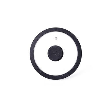 Кришка Fissman 18 см ARCADES з 'мармуровим' силіконовим обідком чорний колір скло (19901)