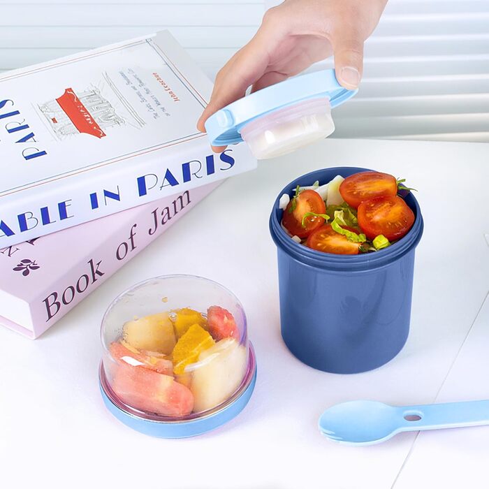 Стаканчик для пластівців 800 мл із ложкою, синій Acasimo