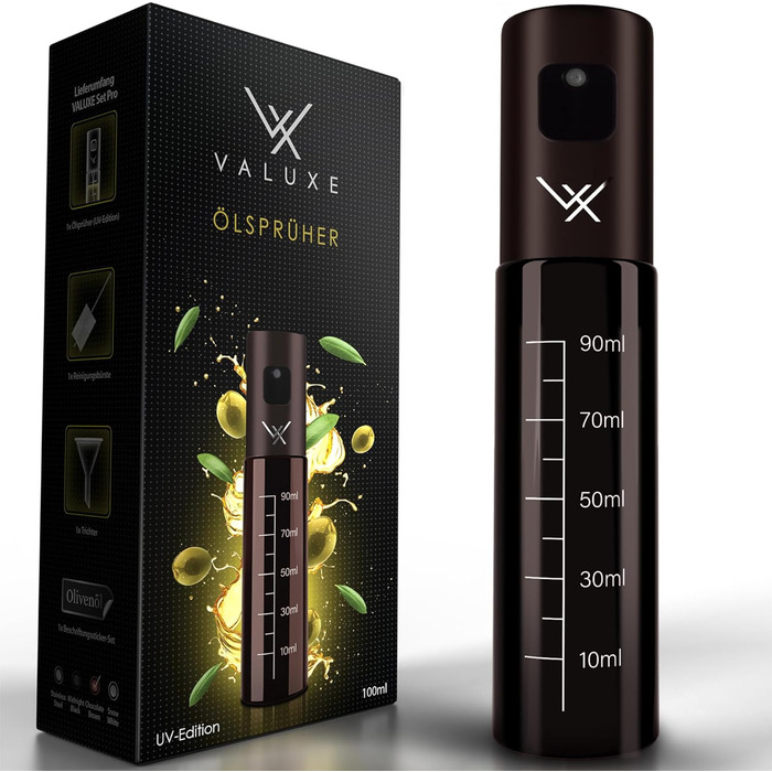 Масляный распылитель для растительного масла и уксуса с защитой от ультрафиолета Стекло и распылительный фильтр - Распылитель масла из нержавеющей стали - Точный распылитель оливкового масла, распылитель масла, распылитель масла (шоколадно-коричневый)