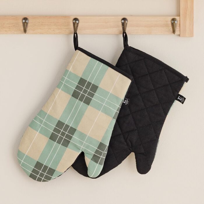 Рукавички для духовки 19 x 30 см, набір 2 предмети, зелений Tartan ESSEX