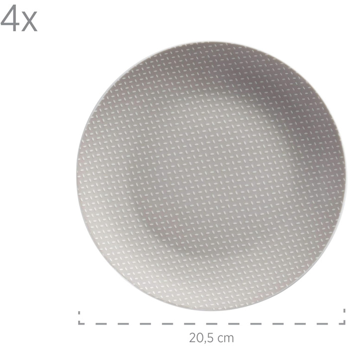 Набор посуды MSER 931566 Kitchen Time II на 4 персоны, 16 предметов, комбинированный сервиз бежевого цвета с тонким рисунком, фарфор