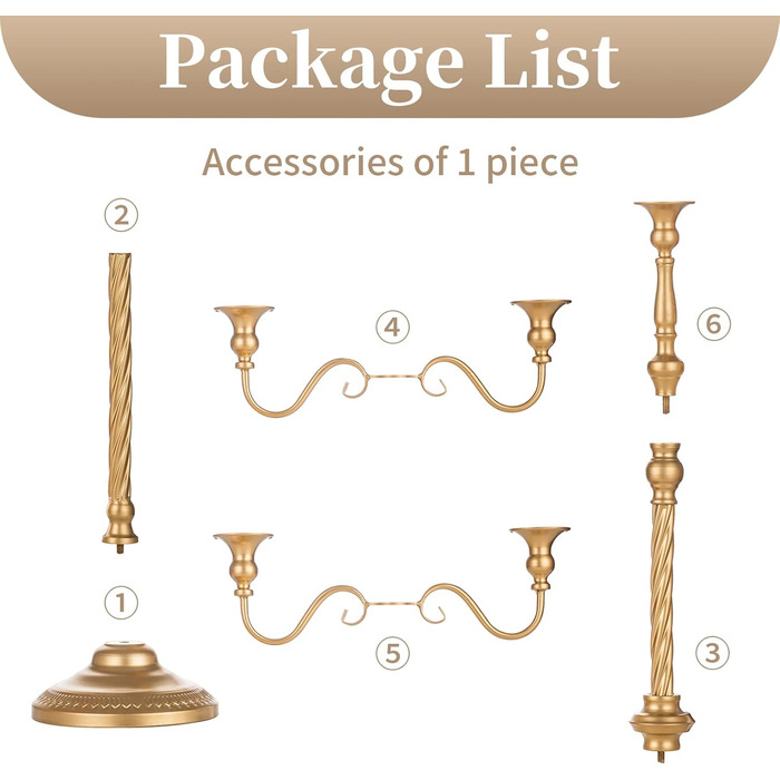 Золотий свічник, металевий 88 см Sziqiqi