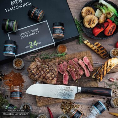 Набір Hallingers - Подарунковий набір спецій ручної роботи, 12 спецій з усього світу (набір) - Літній подарунок та ідеальний подарунок для барбекю День народження, вітання, новосілля, річниця, дружба, Набір Gen, 12 спецій (73651) (Набір Deluxe., 24 спеції
