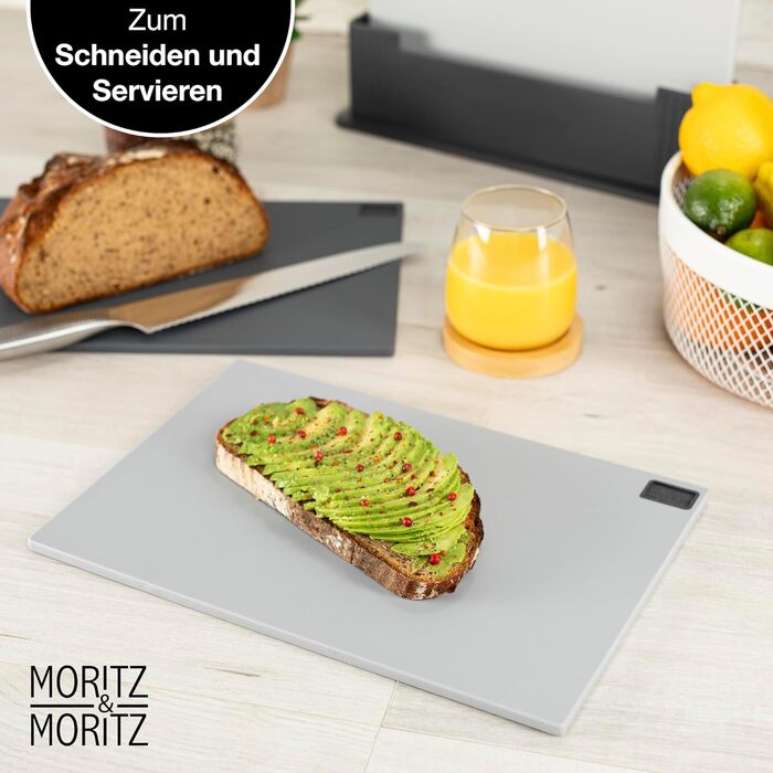 Набір обробних дошок 32 x 22 см з підставкою, 3 предмети, сірі Moritz & Moritz