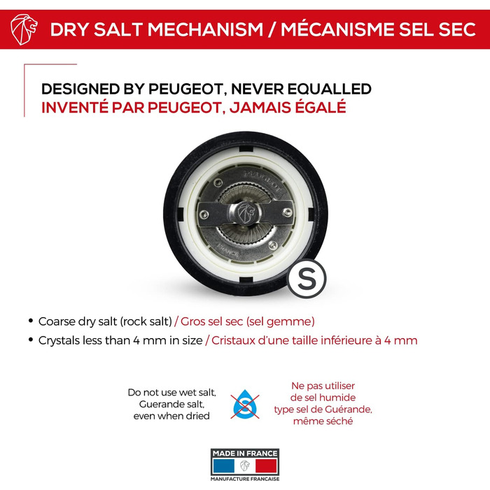 Ручне регулювання помелу u'Select, висота 12 см, дерево, коричневий, 23447 (соляний млин, чорний лакований)