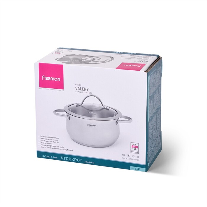 Кастрюля со стеклянной крышкой 18 см 2,3 л VALERY Fissman