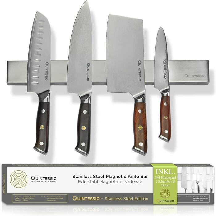 Магнітний тримач для ножів 40 см, сріблястий QUINTESSIO