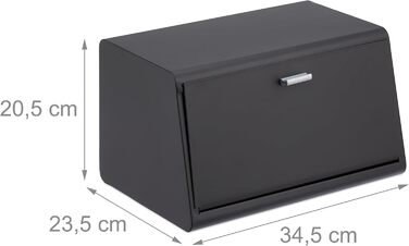 Хлібниця з нержавіючої сталі 34,5 х 23,5 х 20,5 см чорний Relaxdays