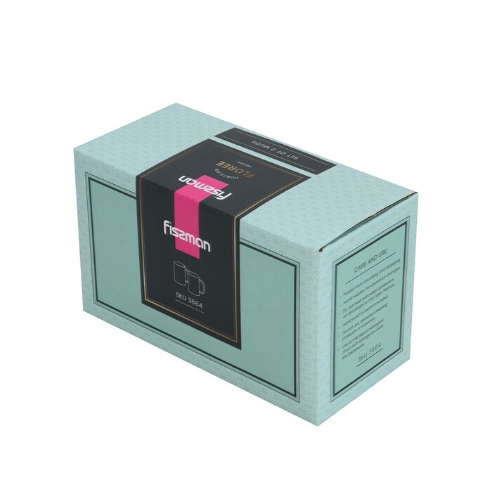 Набір з 2-х кухлів Fissman 350 мл FLOREE порцеляна (3664)