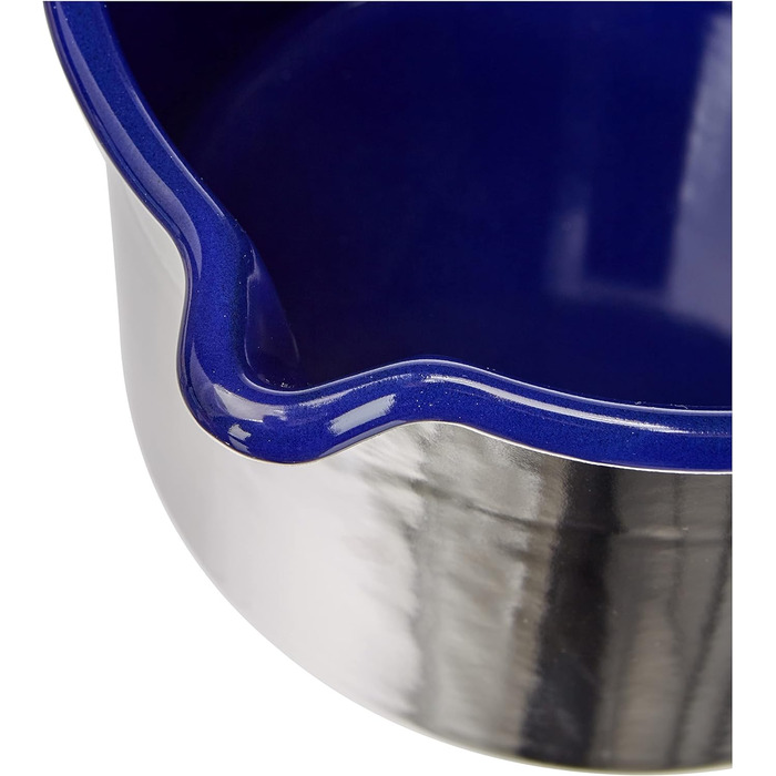 Горщик для дзьоба чорно-синій 16, CLASSIC - HOTEL PROFI ЧОРНИЙ/СИНІЙ, діаметр 16 см, висота 13,0 см, ємність 2,0 л, емаль, глечик, каструля для молока з носиком, індукційна, 0054-025