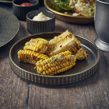 Тарілка презентаційна 20*3 см із вертикальним бортом, Terra Porcelain Black Fluted, GenWare