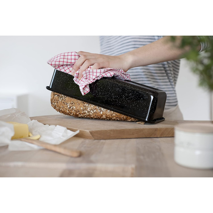 Професійна форма для випічки пекаря, форма для королівського торта, ємність 1,7 літра, висота 7,8 см, ширина 10 см, довжина 30 см, емаль, чорна, форма для випікання хліба, індукція, емальована форма для випічки, форма для випічки хліба, 0638-022