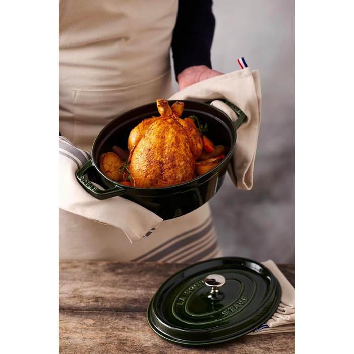 Кокот овальный 29 см, зеленый базилик Staub