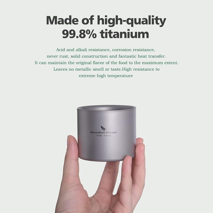 Титановий кухоль двошаровий ізольований 125 мл iBasingo