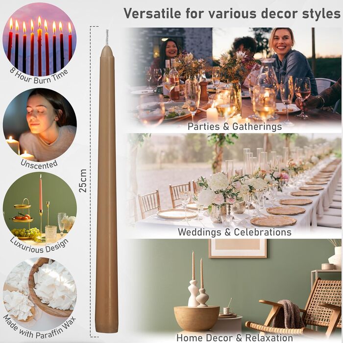 Набір з 15 конічних свічок 2,2 x 25 см, коричневий DECO EXPRESS