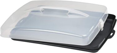 Кругла транспортувальна коробка для торта Xavax з кришкою, контейнер для торта діаметром 31,5 см, внутрішня висота 8 см, коробка для торта з пристроєм поділу шматків, антрацитова форма для торта, прозора (коробка для транспортування листкового торта)