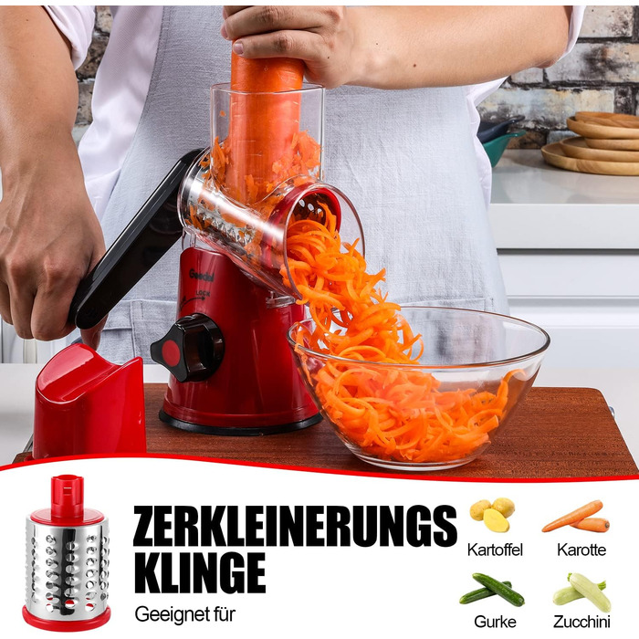 Терка для сыра/овощей с 3 барабанными лезвиями Geedel