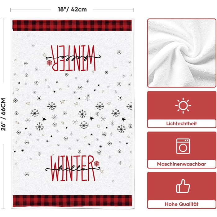 Набор из 4 рождественских кухонных полотенец 42 x 65 см, красный/белый Artoid Mode