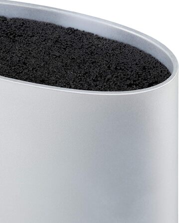 Ножовий блок овальний, відсік для ножів зі щетиною, 22 x 16,5 x 6,5 см, сріблястий Relaxdays