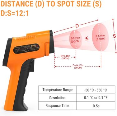 Інфрачервоний термометр 50 C - 550 C ThermoPro