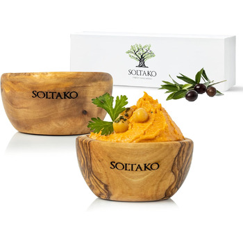 Высококачественный набор мини-чаш для дипа из эксклюзивного оливкового дерева - набор чаш для тапас - маленькая средиземноморская чаша для оливок и соусов барбекю - чаша для соусов для соуса - Ø 6 см Набор 2 Ø6 см, 2